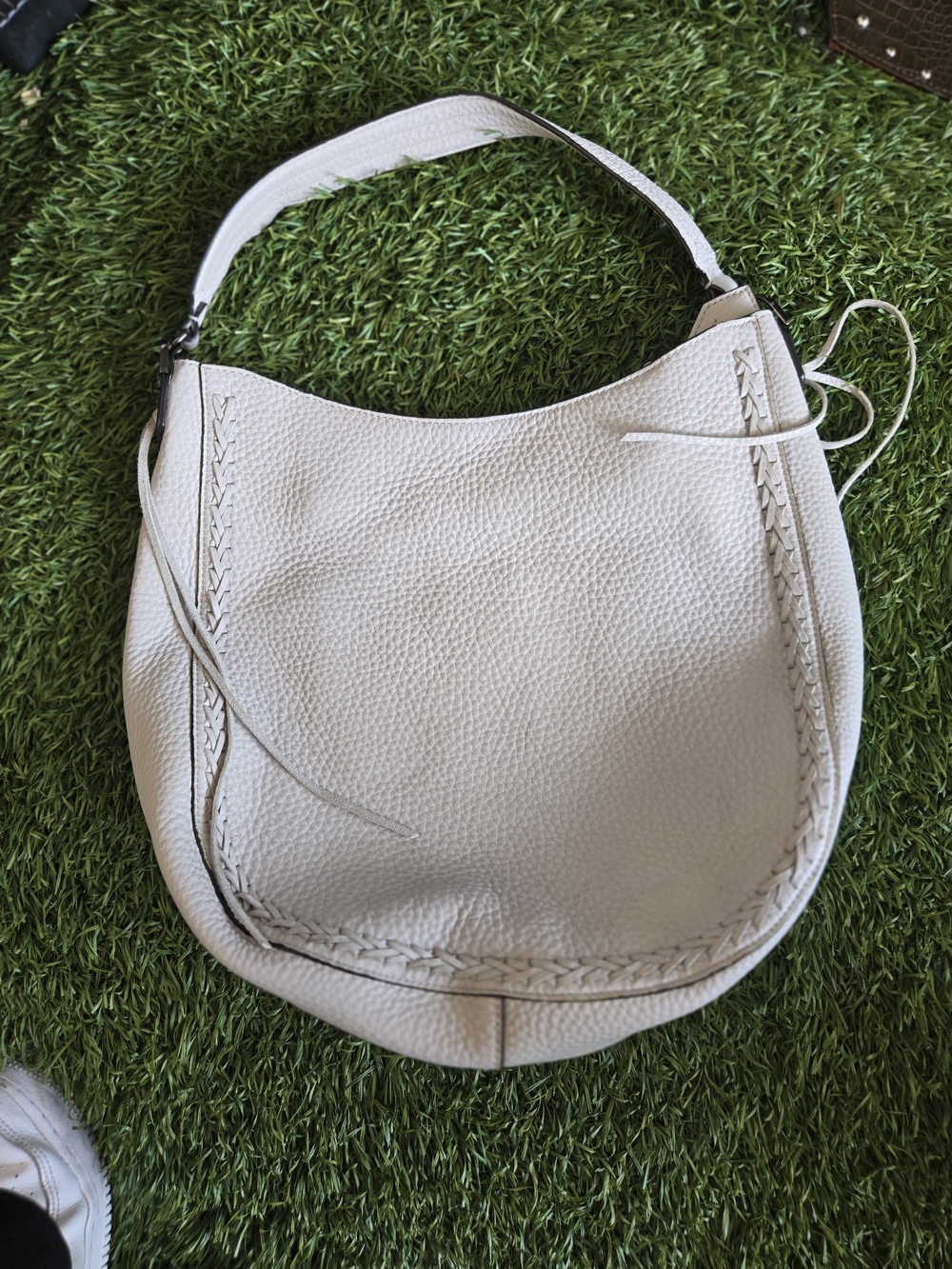 Rebecca Minkoff White Pebbled Leather Hobo Shoulder Bag